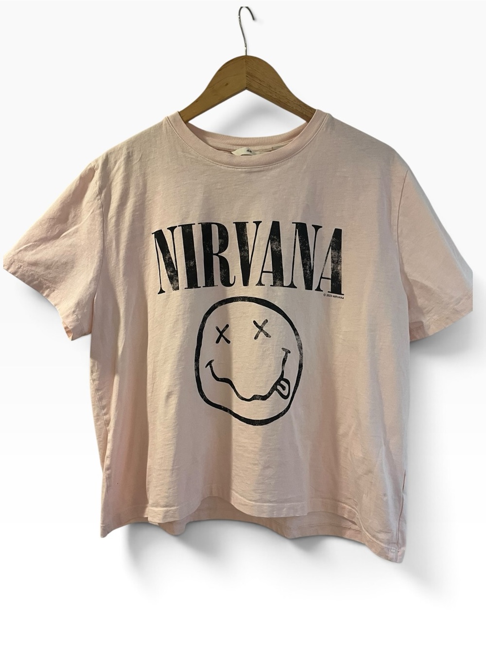 🖤 Nirvana Pale Pink Boxy Graphic Tee Size XL | Grunge Streetwear Vibes